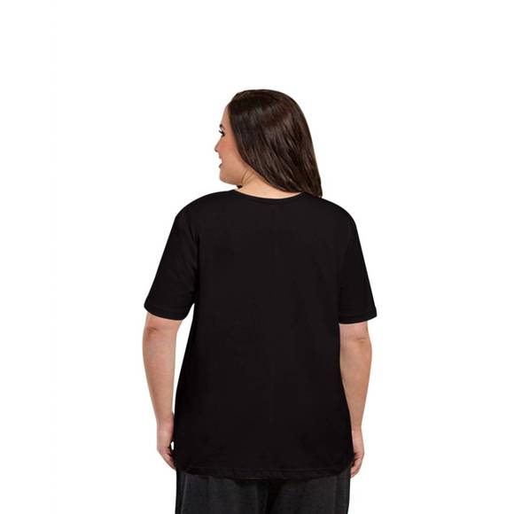 NEW ON THE PLUS SIDE cotton short sleeve tee - plus in black - Picture 2 of 2